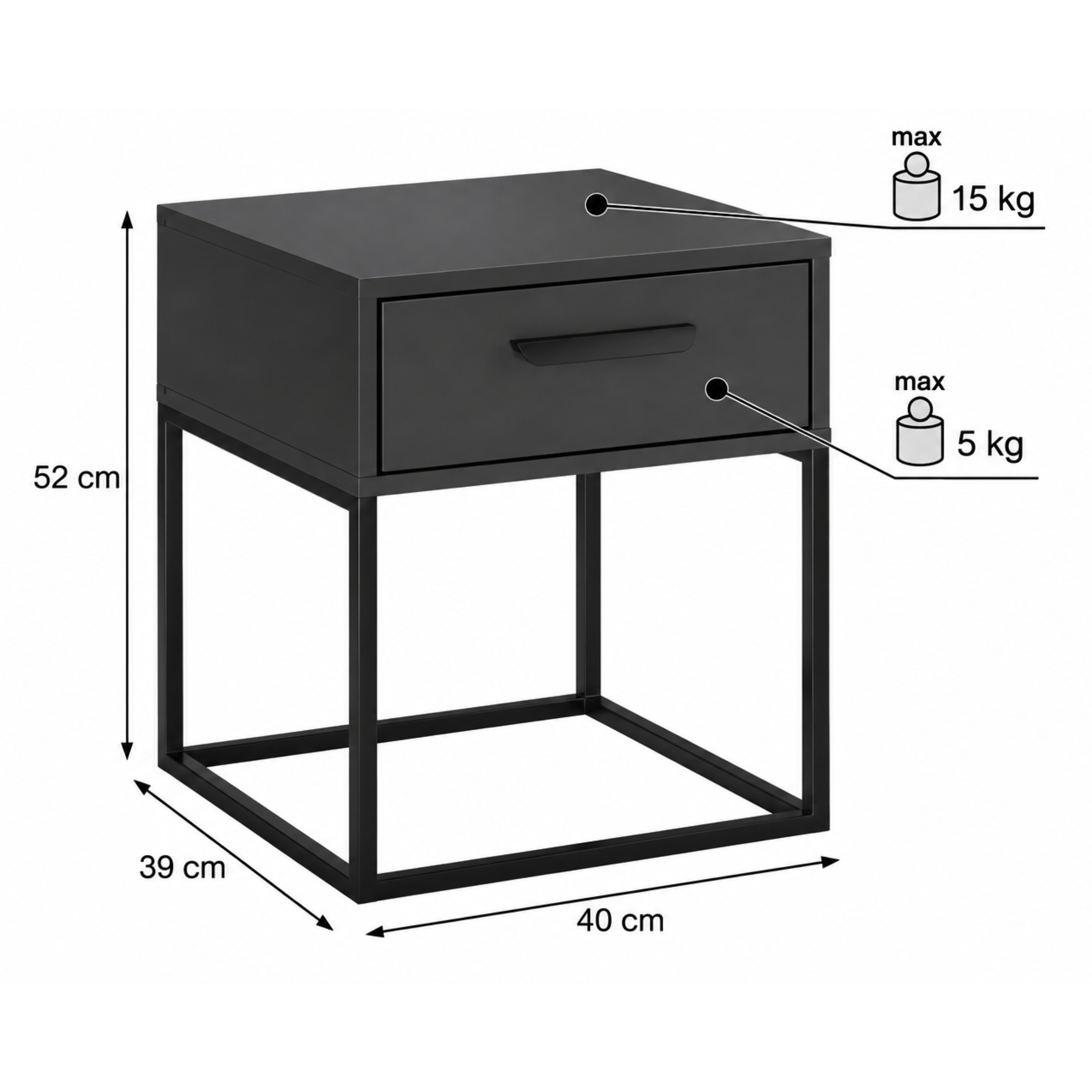 Szafka nocna NAVELLO 40 cm ANTRACYT - Meble COMAD