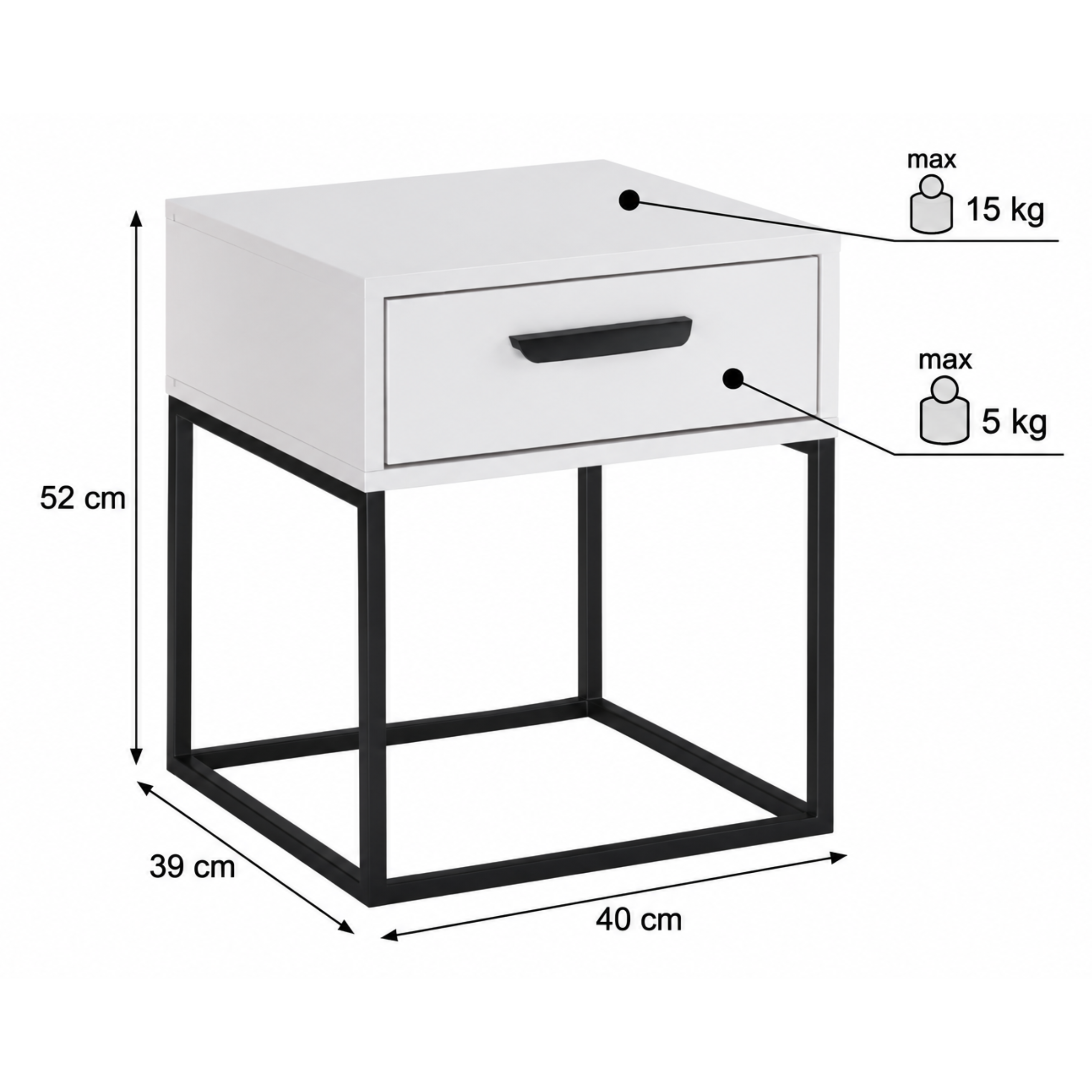 Szafka nocna NAVELLO 40 cm BIAŁY - Meble COMAD