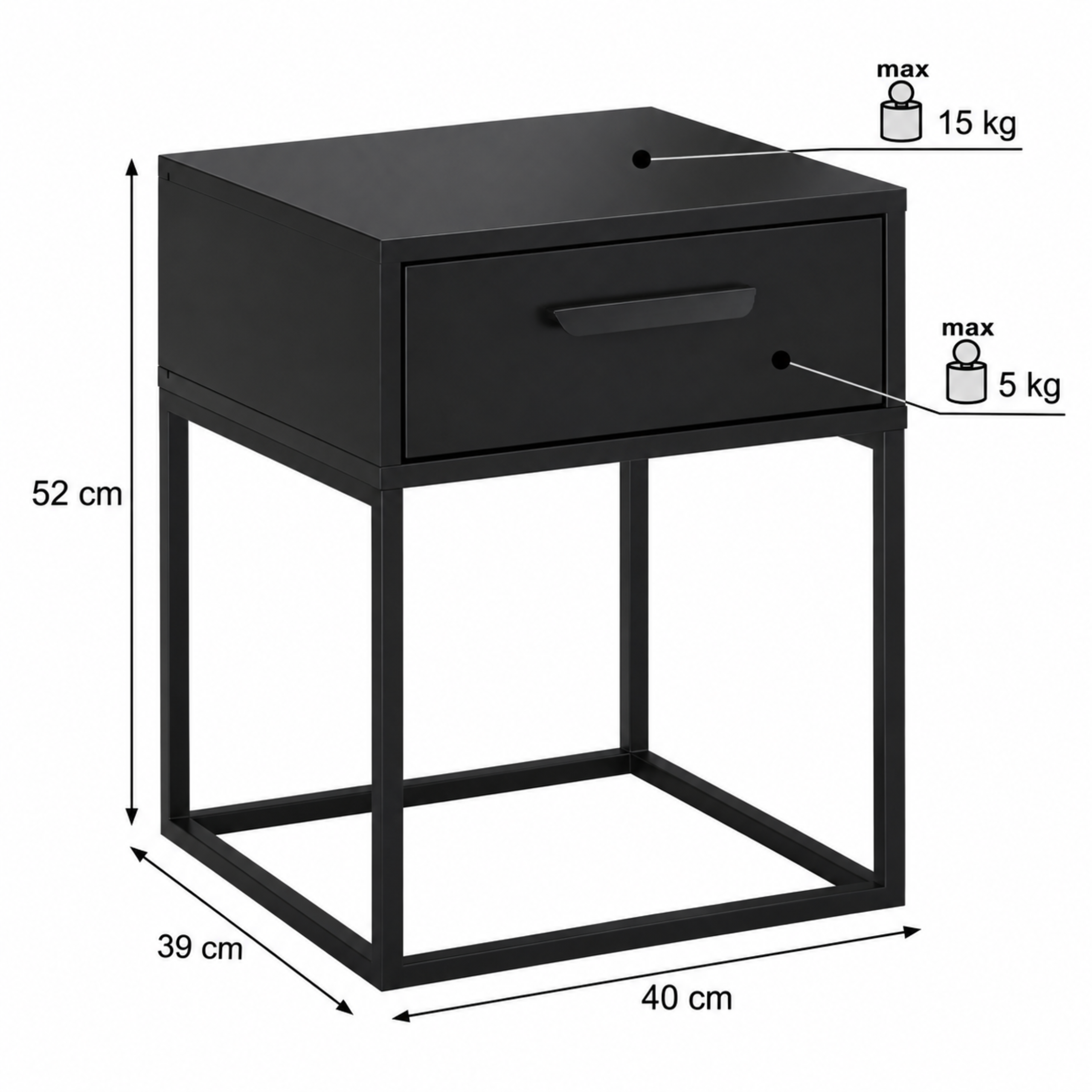 Szafka nocna NAVELLO 40 cm CZARNY - meble COMAD