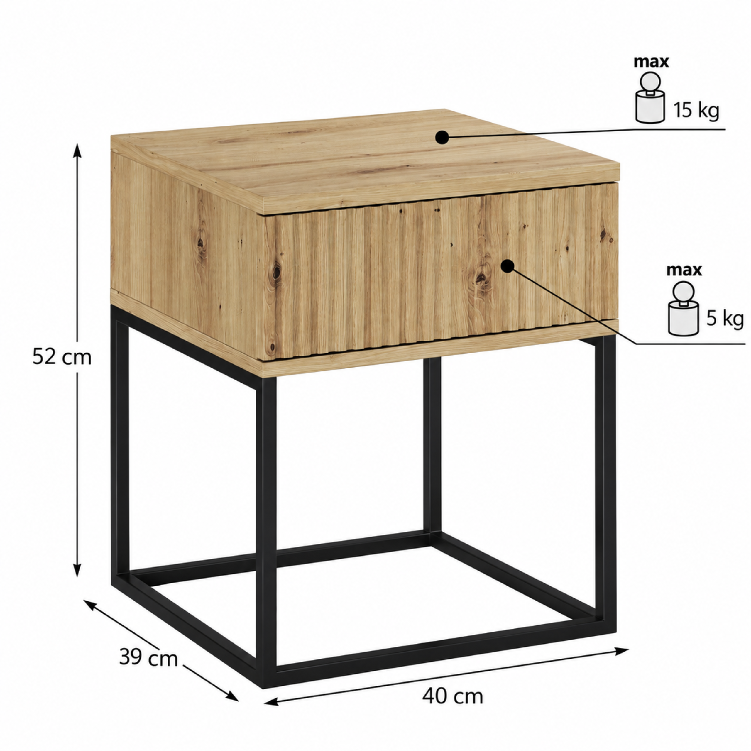 Szafka nocna SPELLO 40 cm DĄB ARTISAN - meble COMAD